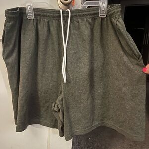 Hanes Green Athletic Shorts with Elastic Waistband